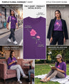 T.T. Women|Oversized Printed T-Shirt|Round Neck|Soft Breathable Cotton Fabric | Street , Casual & Outdoor Wear Tees|Wild Flower Print|Purple