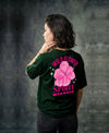 T.T. Women|Oversized Printed T-Shirt|Round Neck|Soft Breathable Cotton Fabric | Street , Casual & Outdoor Wear Tees|Wild Flower Print|Green