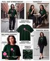 T.T. Women|Oversized Printed T-Shirt|Round Neck|Soft Breathable Cotton Fabric | Street , Casual & Outdoor Wear Tees|Wild Flower Print|Green
