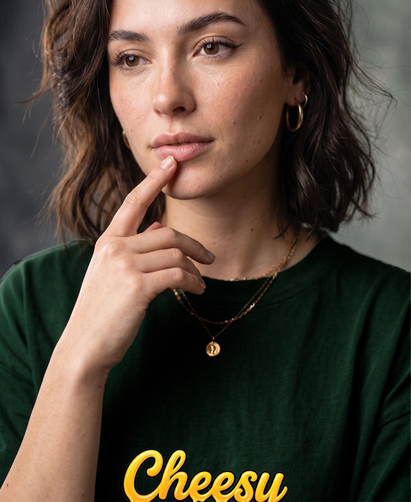 T.T. Women|Oversized Printed T-Shirt|Round Neck|Soft Breathable Cotton Fabric | Street , Casual & Outdoor Wear Tees|Cheesy Print|Green