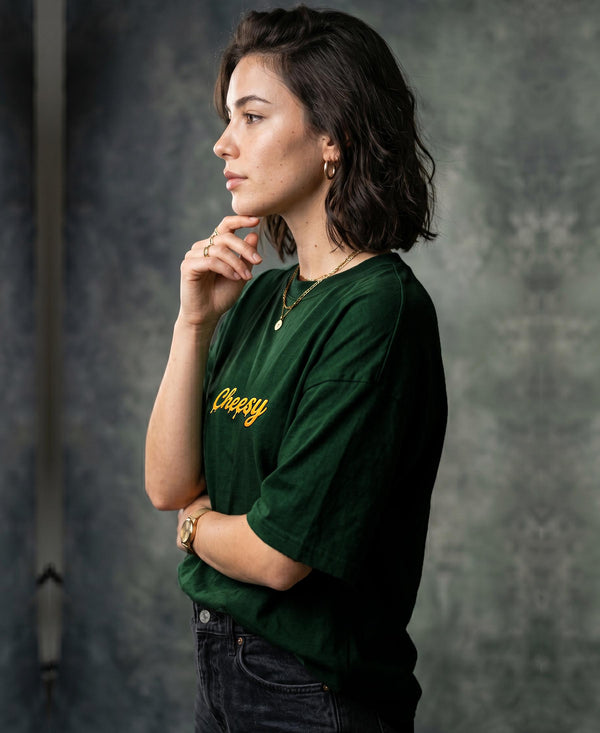 T.T. Women|Oversized Printed T-Shirt|Round Neck|Soft Breathable Cotton Fabric | Street , Casual & Outdoor Wear Tees|Cheesy Print|Green