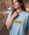 T.T. Women|Oversized Printed T-Shirt|Round Neck|Soft Breathable Cotton Fabric | Street , Casual & Outdoor Wear Tees|Cheesy Print|Baby Blue