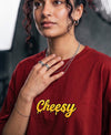 T.T. Women|Oversized Printed T-Shirt|Round Neck|Soft Breathable Cotton Fabric | Street , Casual & Outdoor Wear Tees|Cheesy Print|Red