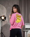 T.T. Women|Oversized Printed T-Shirt|Round Neck|Soft Breathable Cotton Fabric | Street , Casual & Outdoor Wear Tees|Cheesy Print|Pink