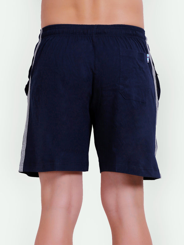 T.T. MenSolid Cotton Blend Shorts With Zipper & Back Pocket|Pack Of 2|Navy,Airforce