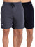 T.T. MenSolid Cotton Blend Shorts With Zipper & Back Pocket|Pack Of 2|Black,Anthra