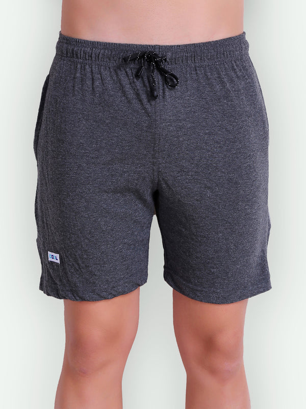 T.T. MenSolid Cotton Blend Shorts With Zipper & Back Pocket|Pack Of 2|Anthra,Airforce