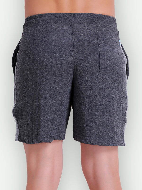 T.T. MenSolid Cotton Blend Shorts With Zipper & Back Pocket|Pack Of 2|Anthra,Airforce