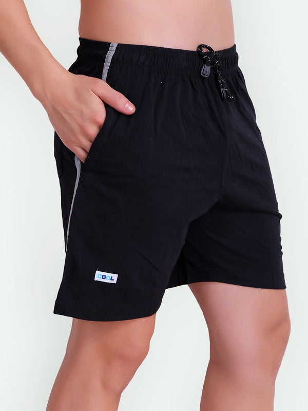 T.T. MenSolid Cotton Blend Shorts With Zipper & Back Pocket|Pack Of 3|Anthra,Navy,Black