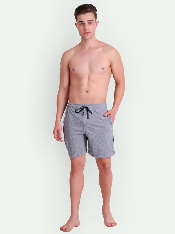 T.T. MenSolid Cotton Blend Shorts With Zipper & Back Pocket|Pack Of 3|Airforce,Anthra,Grey