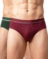 Hiflyers Men|Soft Breathable Odour-Free Cotton Lycra Fabric|Regular Fit|Comfortable Everyday Innerwear Brief|Pack Of 2|Maroon,Olive
