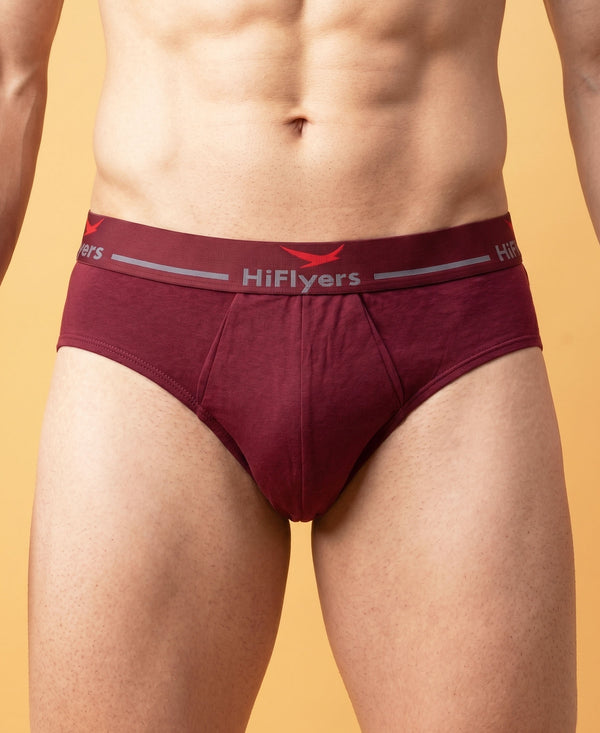 Hiflyers Men|Soft Breathable Odour-Free Cotton Lycra Fabric|Regular Fit|Comfortable Everyday Innerwear Brief|Maroon