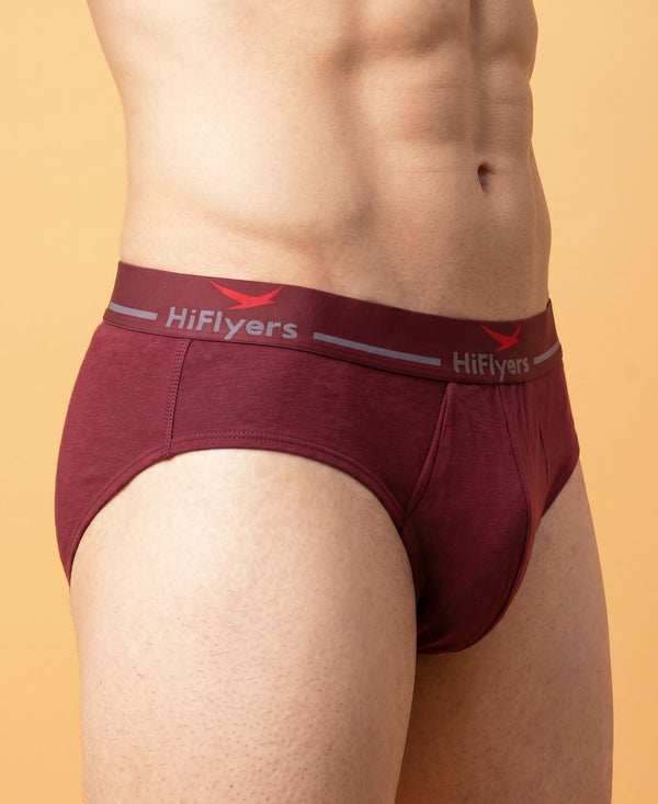 Hiflyers Men|Soft Breathable Odour-Free Cotton Lycra Fabric|Regular Fit|Comfortable Everyday Innerwear Brief|Maroon