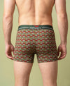 Hiflyers Men|Soft Breathable Odour-Free Cotton Lycra Fabric|Regular Fit|Stylish Geometrical Design Printed Trunk|Pack Of 2|Navy,Olive