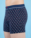 Hiflyers Men|Soft Breathable Odour-Free Cotton Lycra Fabric|Regular Fit|Stylish Geometrical Design Printed Trunk|Pack Of 2|Navy,Olive