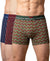 Hiflyers Men|Soft Breathable Odour-Free Cotton Lycra Fabric|Regular Fit|Stylish Geometrical Design Printed Trunk|Pack Of 3|Navy,Maroon,Olive