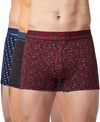 Hiflyers Men|Soft Breathable Odour-Free Cotton Lycra Fabric|Regular Fit|Stylish Geometrical Design Printed Trunk|Pack Of 3|Navy,Grey,Maroon
