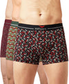 Hiflyers Men|Soft Breathable Odour-Free Cotton Lycra Fabric|Regular Fit|Stylish Geometrical Design Printed Trunk|Pack Of 3|Black,Maroon,Olive