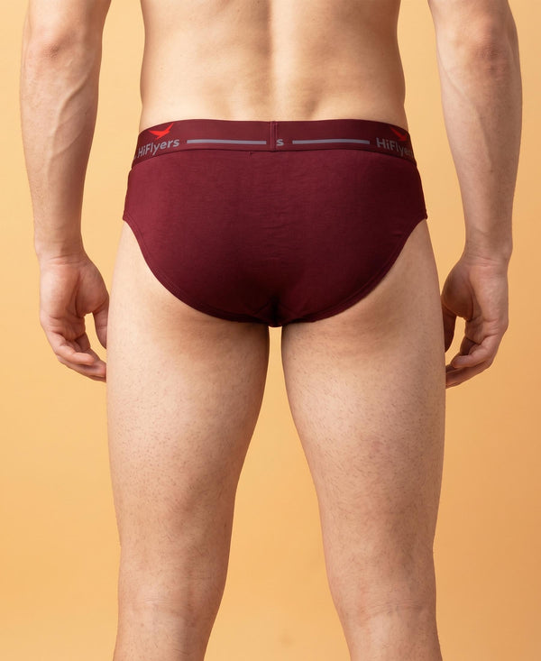 Hiflyers Men|Soft Breathable Odour-Free Cotton Lycra Fabric|Regular Fit|Comfortable Everyday Innerwear Brief|Pack Of 3|Black::Navy::Maroon