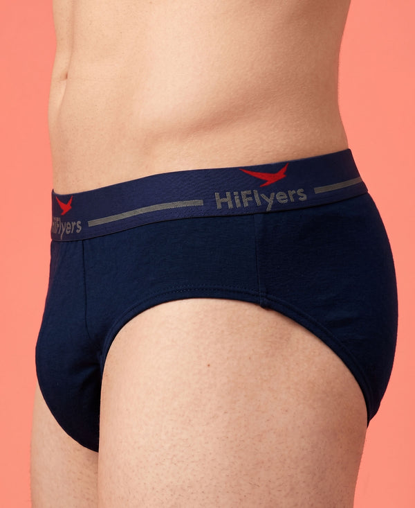 Hiflyers Men|Soft Breathable Odour-Free Cotton Lycra Fabric|Regular Fit|Comfortable Everyday Innerwear Brief|Pack Of 3|Grey::Navy::Maroon