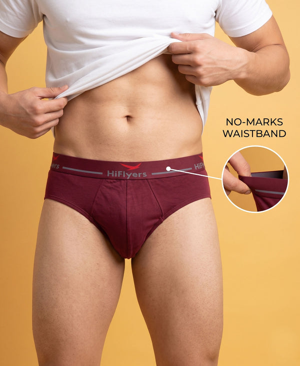 Hiflyers Men|Soft Breathable Odour-Free Cotton Lycra Fabric|Regular Fit|Comfortable Everyday Innerwear Brief|Pack Of 3|Black::Maroon::Grey