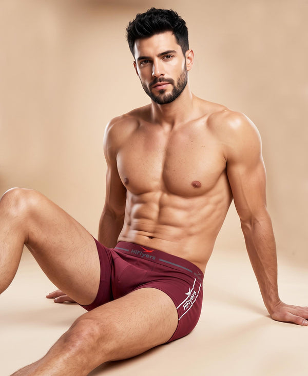 Hiflyers Men|Soft Breathable Odour-Free Cotton Lycra Fabric|Regular Fit|Comfortable Everyday Innerwear Trunk|Pack Of 2|Maroon,Navy