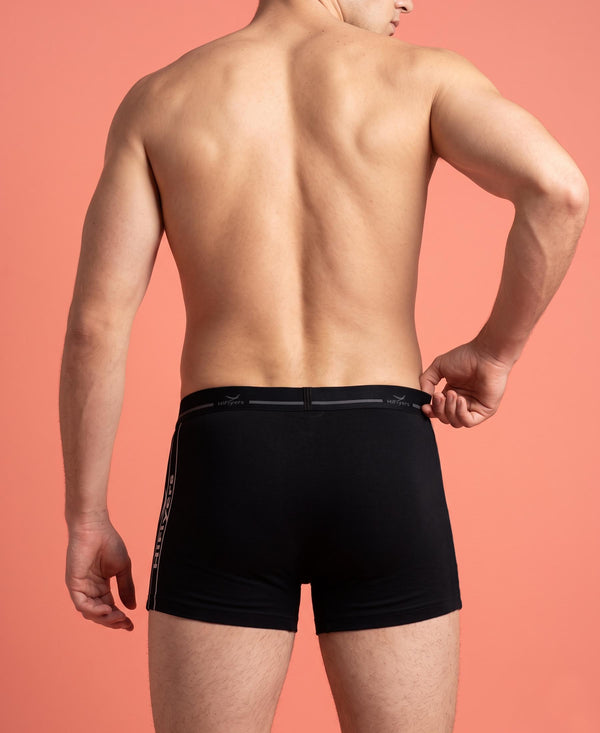 Hiflyers Men|Soft Breathable Odour-Free Cotton Lycra Fabric|Regular Fit|Comfortable Everyday Innerwear Trunk|Black