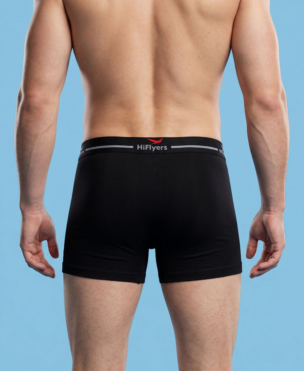 Hiflyers Men|Soft Breathable Odour-Free Cotton Lycra Fabric|Regular Fit|Comfortable Everyday Innerwear Trunk|Black