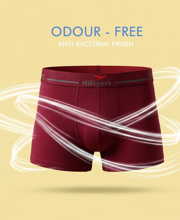 Hiflyers Men|Soft Breathable Odour-Free Cotton Lycra Fabric|Regular Fit|Comfortable Everyday Innerwear Trunk|Maroon