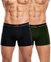 Hiflyers Men|Soft Breathable Odour-Free Cotton Lycra Fabric|Regular Fit|Comfortable Everyday Innerwear Trunk|Pack Of 2|Black,Olive