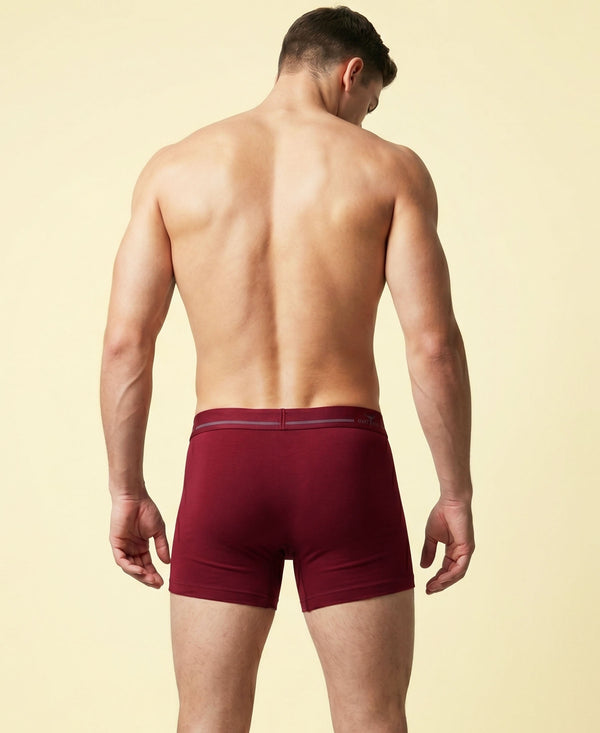 Hiflyers Men|Soft Breathable Odour-Free Cotton Lycra Fabric|Regular Fit|Comfortable Everyday Innerwear Trunk|Pack Of 2|Maroon,Navy
