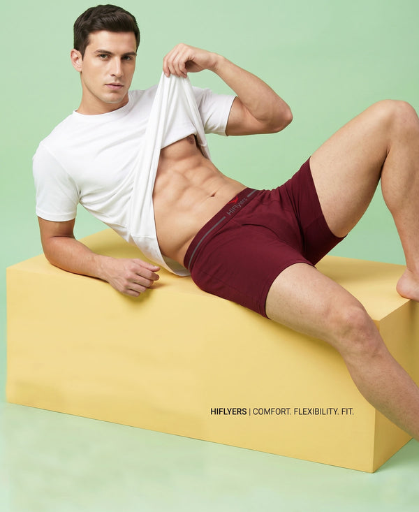 Hiflyers Men|Soft Breathable Odour-Free Cotton Lycra Fabric|Regular Fit|Comfortable Everyday Innerwear Trunk|Pack Of 3|Black,Maroon,Olive