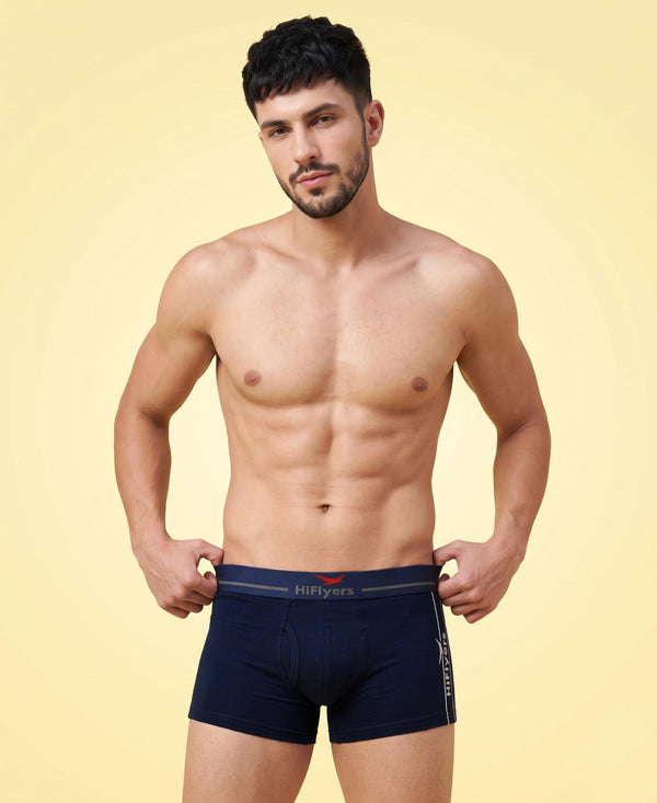 Hiflyers Men|Soft Breathable Odour-Free Cotton Lycra Fabric|Regular Fit|Comfortable Everyday Innerwear Trunk|Pack Of 3|Maroon,Black,Navy