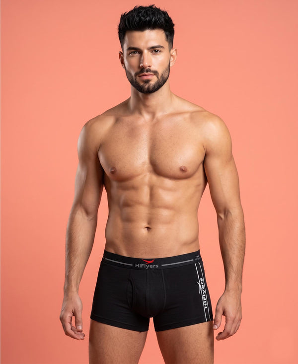 Hiflyers Men|Soft Breathable Odour-Free Cotton Lycra Fabric|Regular Fit|Comfortable Everyday Innerwear Trunk|Pack Of 3|Grey,Black,Navy