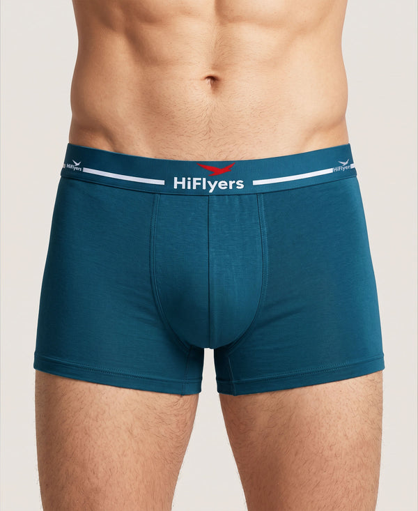 Hiflyers Men|Soft Breathable Odour-Free Micro Modal With Spandex Fabric|Regular Fit|Luxurious All-Day Innerwear Trunk|Pack Of 2|Teal,Grey