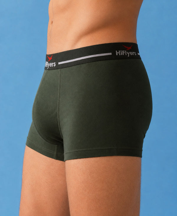 Hiflyers Men|Soft Breathable Odour-Free Micro Modal With Spandex Fabric|Regular Fit|Luxurious All-Day Innerwear Trunk|Pack Of 2|Olive,Navy