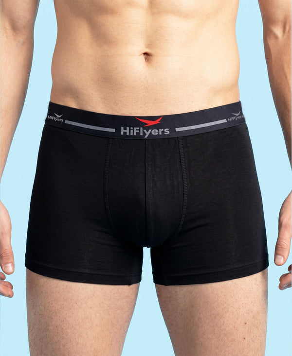 Hiflyers Men|Soft Breathable Odour-Free Micro Modal With Spandex Fabric|Regular Fit|Luxurious All-Day Innerwear Trunk|Pack Of 2|Navy,Black