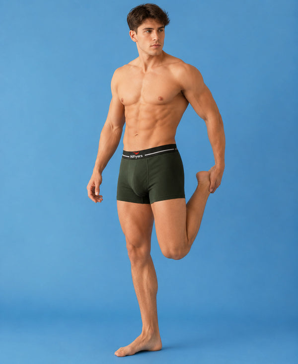 Hiflyers Men|Soft Breathable Odour-Free Micro Modal With Spandex Fabric|Regular Fit|Luxurious All-Day Innerwear Trunk|Olive