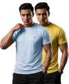 T.T. Men Dri-Fit Polyester Dot- Knit Fabric| Round Neck | Half Sleeve | Sweat-Wicking Gym & Active Wear Tees Pack Of 2 Light Blue,Yellow