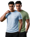 T.T. Men Dri-Fit Polyester Dot- Knit Fabric| Round Neck | Half Sleeve | Sweat-Wicking Gym & Active Wear Tees Pack Of 2 Light Blue,Light Green