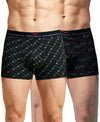 Hiflyers Men'S Micro Modal Spandex Trunk|Anti-Bacterial Odour-Free Fabric|Regular Fit|Ultra Soft Breathable Printed Innerwear|Pack Of 2|Black,Black