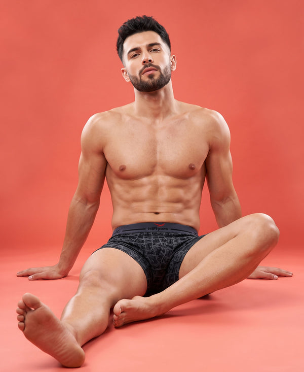 Hiflyers Men'S Micro Modal Spandex Trunk|Anti-Bacterial Odour-Free Fabric|Regular Fit|Ultra Soft Breathable Printed Innerwear|Pack Of 2|Navy,Grey