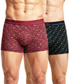 Hiflyers Men'S Micro Modal Spandex Trunk|Anti-Bacterial Odour-Free Fabric|Regular Fit|Ultra Soft Breathable Printed Innerwear|Pack Of 2|Maroon,Black