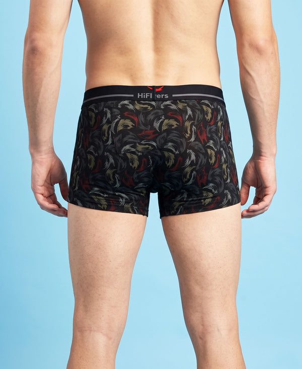 Hiflyers Men'S Micro Modal Spandex Trunk|Anti-Bacterial Odour-Free Fabric|Regular Fit|Ultra Soft Breathable Printed Innerwear|Pack Of 3|Maroon,Black,Black