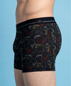 Hiflyers Men'S Micro Modal Spandex Trunk|Anti-Bacterial Odour-Free Fabric|Regular Fit|Ultra Soft Breathable Printed Innerwear|Black