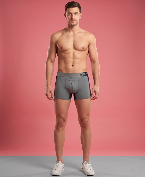 Hiflyers Men'S Micro Modal Spandex Sports Trunk|Anti-Bacterial Odour-Free Fabric|Regular Fit|Ultra Soft Breathable Premium Innerwear|Pack Of 2|Grey,Onion