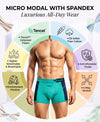Hiflyers Men'S Micro Modal Spandex Sports Trunk|Anti-Bacterial Odour-Free Fabric|Regular Fit|Ultra Soft Breathable Premium Innerwear|Pack Of 2|Blue,Teal