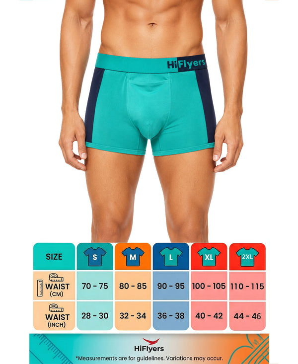 Hiflyers Men'S Micro Modal Spandex Sports Trunk|Anti-Bacterial Odour-Free Fabric|Regular Fit|Ultra Soft Breathable Premium Innerwear|Pack Of 2|Onion,Teal