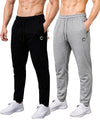 T.T. Men Dri-Fit Jogger Track Pant |Regular Fit| Side Zipper Pocket|Ideal For Gym, Running, Lounge & Casual Wear Pack Of 2-Black,Grey Melange