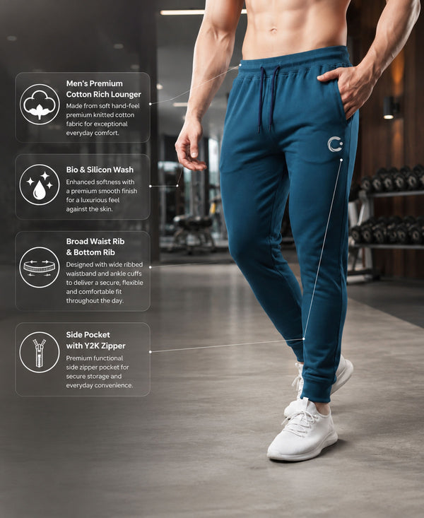 T.T. Men Cotton Rich Jogger Track Pant |Regular Fit| Side Zipper Pocket|Ideal For Gym, Running, Lounge & Casual Wear Pack Of 2-Olive,Airforce